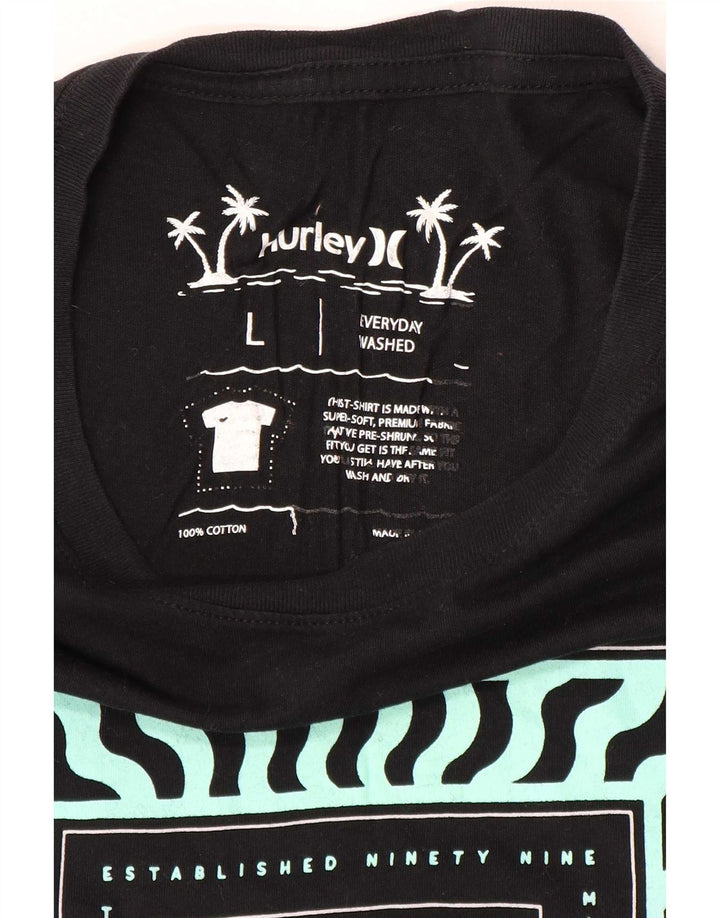 Hurley Camiseta masculina gráfica grande preta