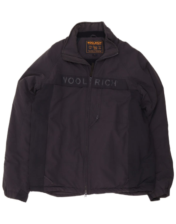 Jaqueta corta-vento masculina Woolrich Graphic UK 40 grande azul marinho nylon