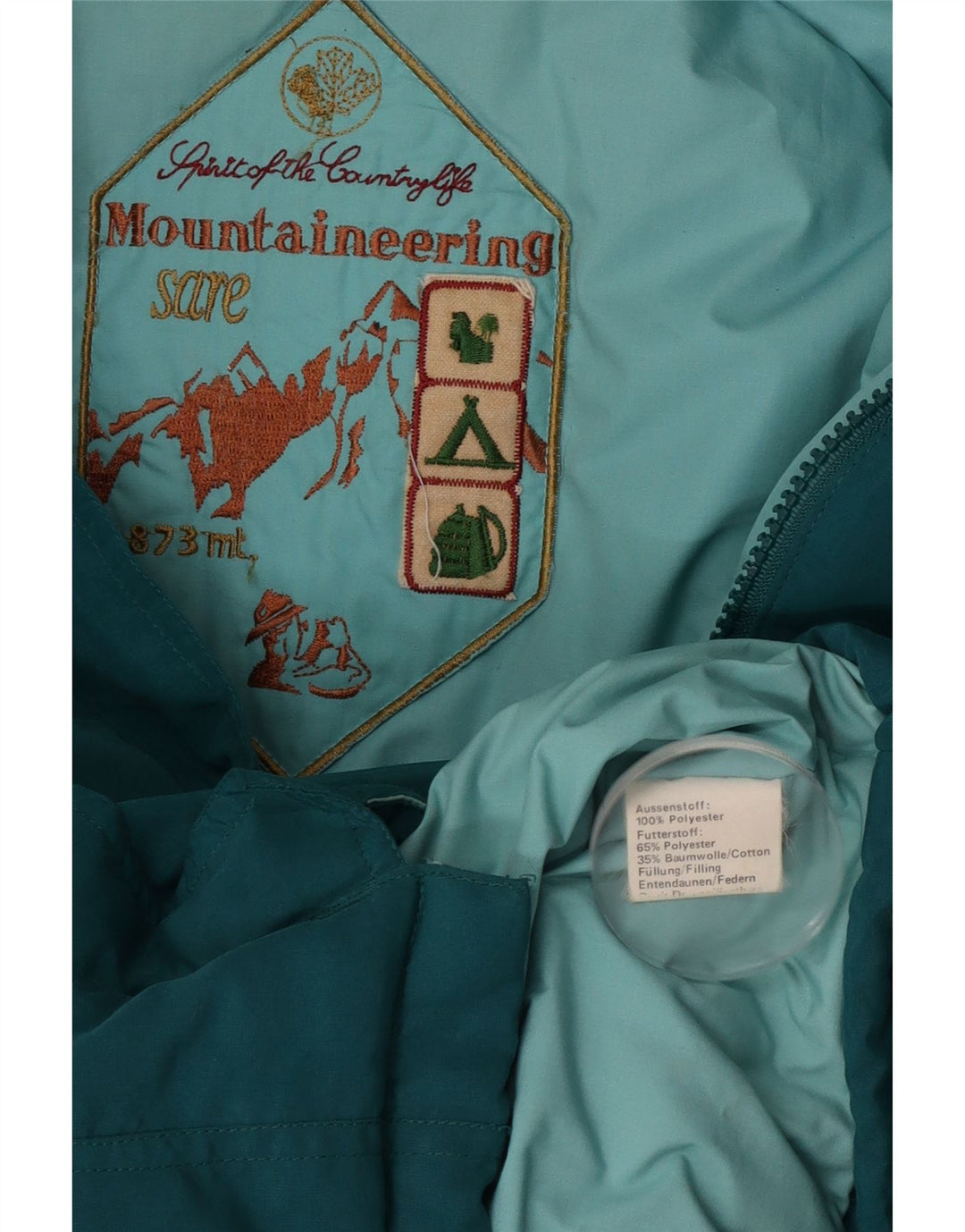 Jaqueta acolchoada com capuz feminina vintage UK 18 XL azul poliéster