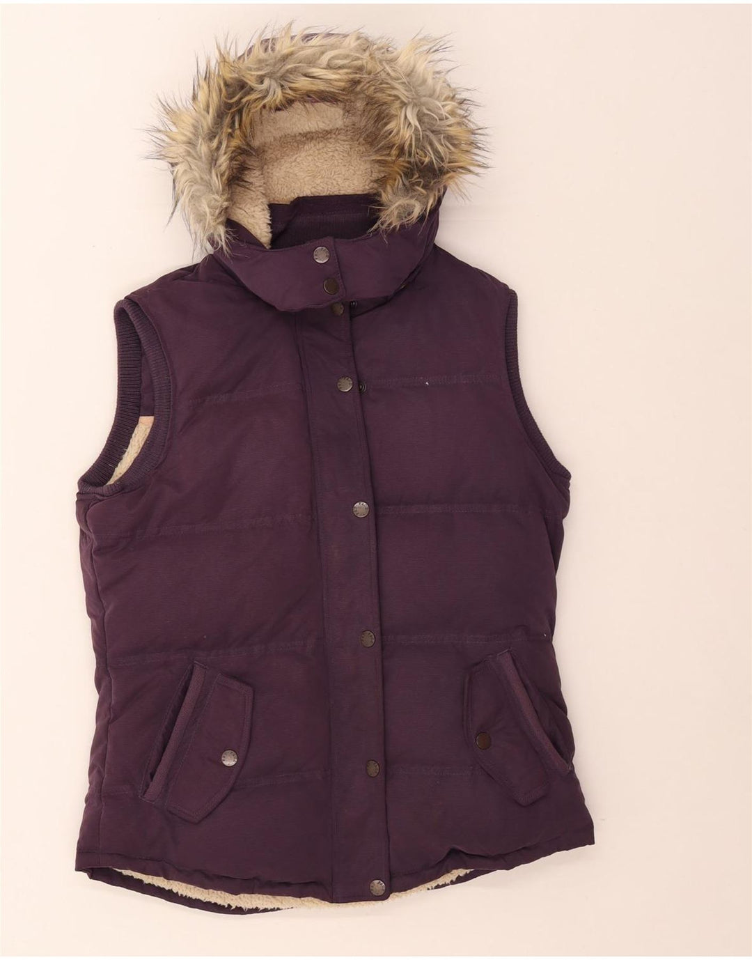 Poliéster roxo médio acolchoado com capuz Gilet UK 12 para mulheres gordas