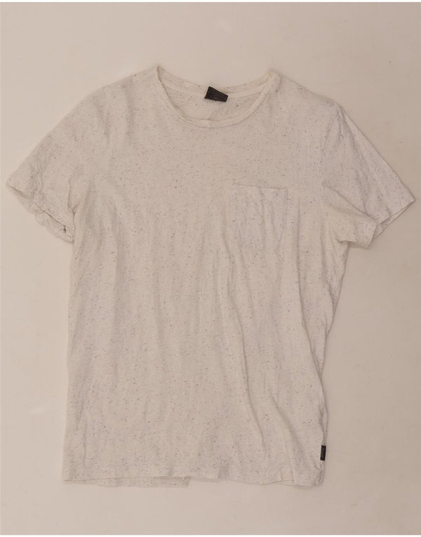 Camiseta masculina Jack & Jones de algodão manchado branco médio