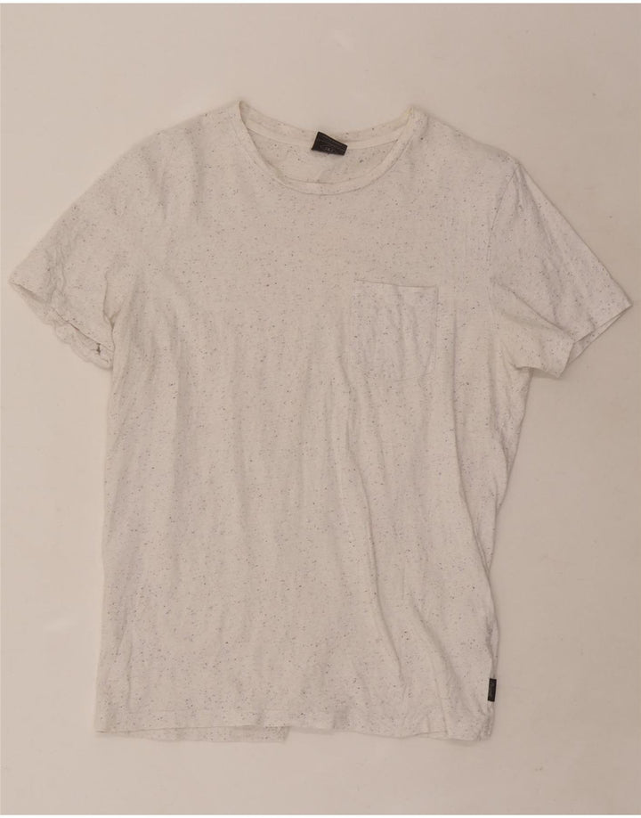Camiseta masculina Jack & Jones de algodão manchado branco médio