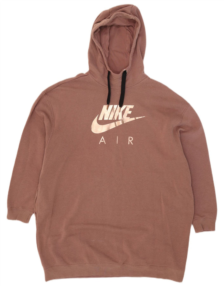 Jumper com capuz gráfico Nike feminino oversized Longline UK 14 marrom médio