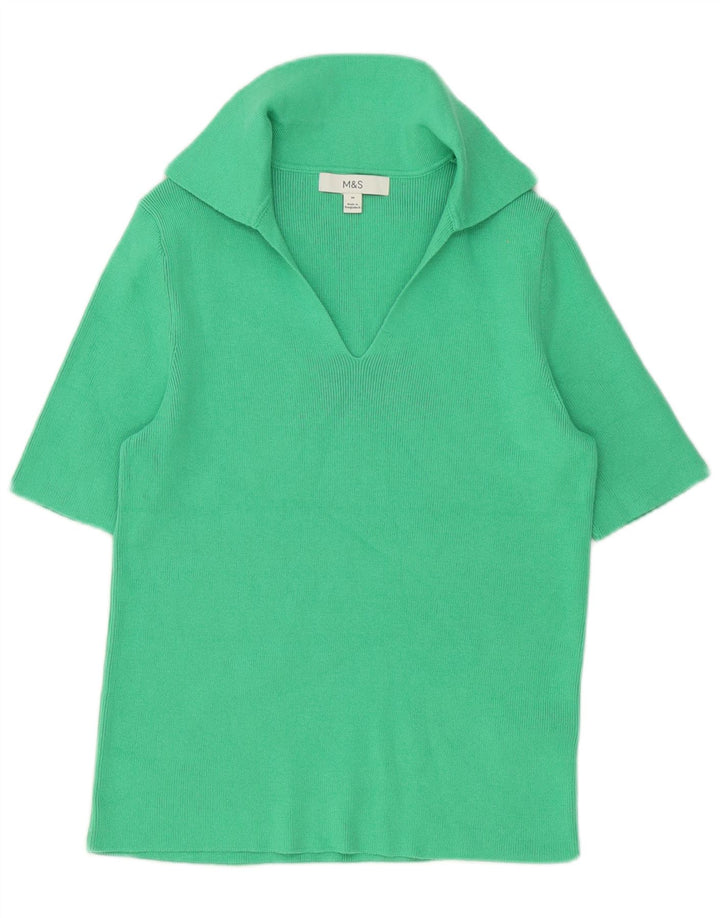 Camisa polo feminina Marks & Spencer Reino Unido 12 algodão verde médio