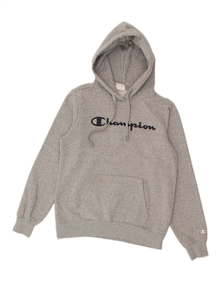 CHAMPION Mens Graphic Hoodie Jumper Small Grey Vintage Champion and Second-Hand Champion from Messina Hembry 