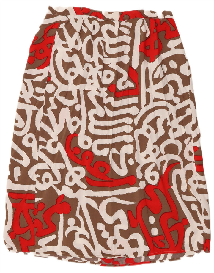 Saia feminina vintage W30 média multicolorida geométrica
