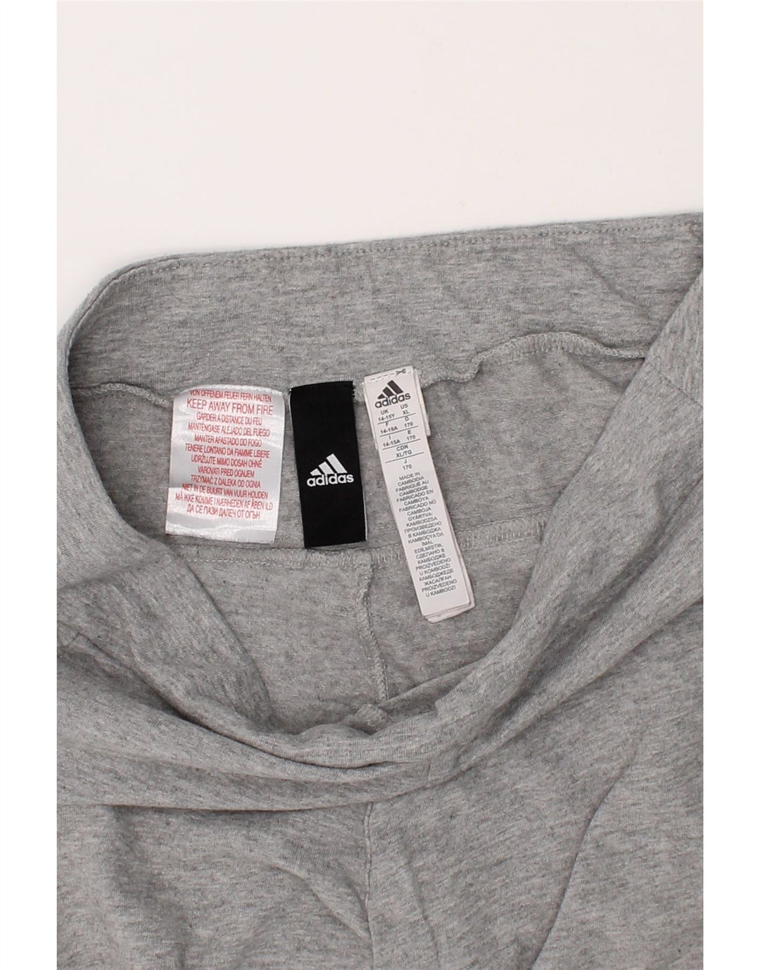 ADIDAS Girls Graphic Leggings 14-15 Years Grey Cotton Vintage Adidas and Second-Hand Adidas from Messina Hembry 