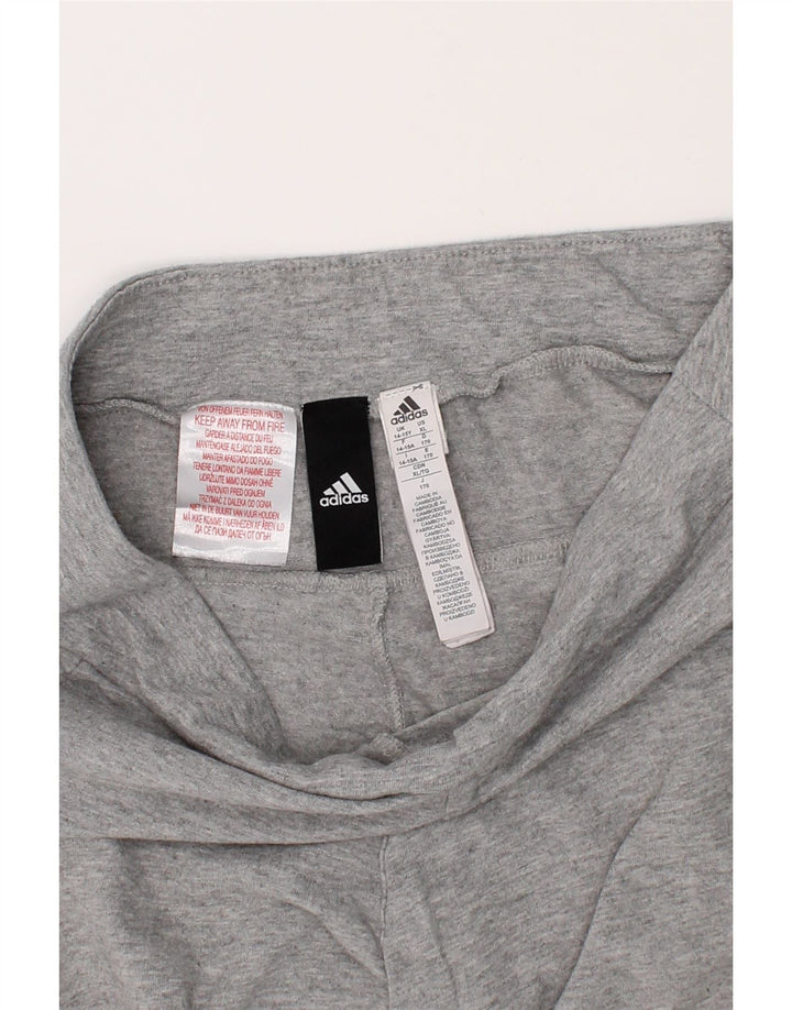 ADIDAS Girls Graphic Leggings 14-15 Years Grey Cotton Vintage Adidas and Second-Hand Adidas from Messina Hembry 