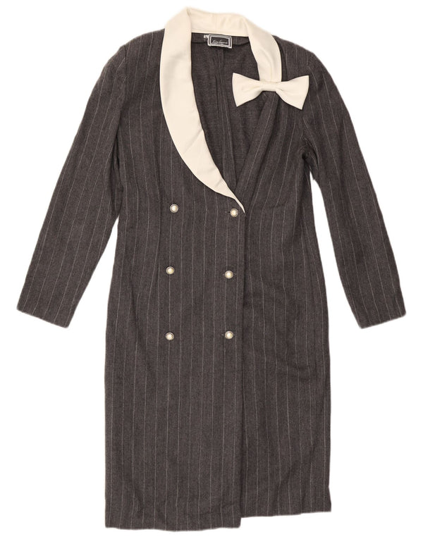 Vestido camisa feminino de manga comprida Luisa Spagnoli Reino Unido 14 listrado cinza grande