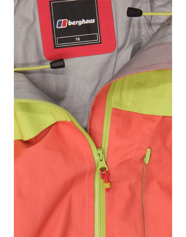 Jaqueta de chuva feminina com capuz Berghaus UK 16 grande bloco colorido laranja