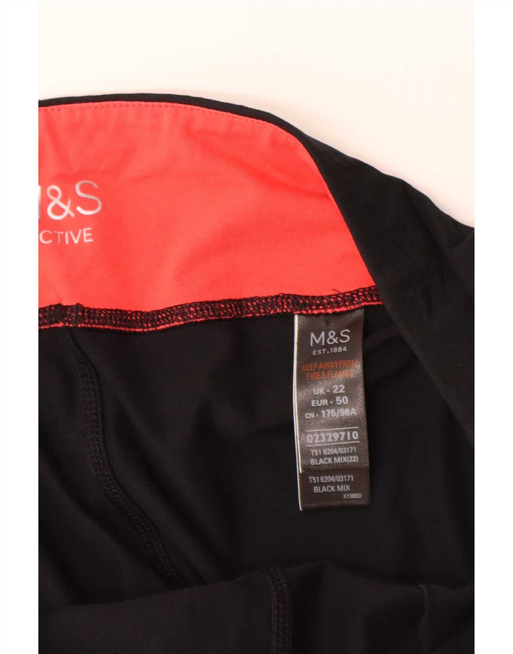 Leggings capri femininas Marks & Spencer Reino Unido 22 3XL algodão preto