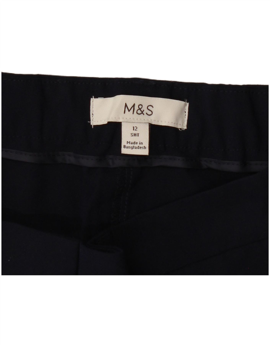 Calça feminina Marks & Spencer Slim Cropped Reino Unido 12 Médio W32 L25 Azul Marinho