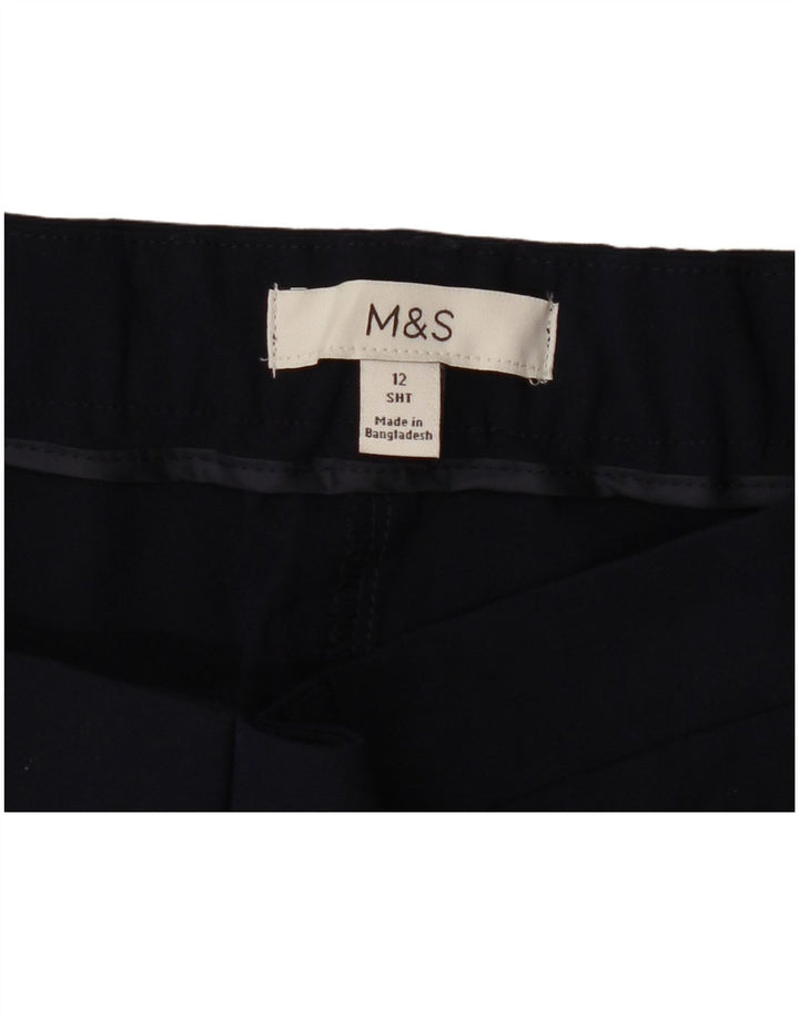 Calça feminina Marks & Spencer Slim Cropped Reino Unido 12 Médio W32 L25 Azul Marinho