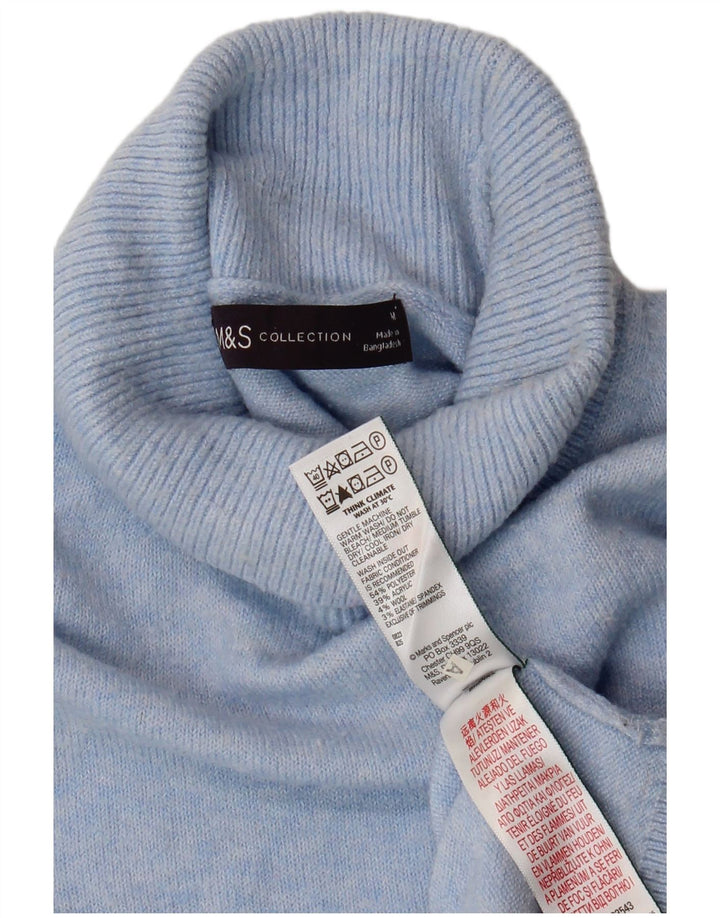 Suéter feminino Marks & Spencer com gola redonda Reino Unido 14 poliéster azul médio