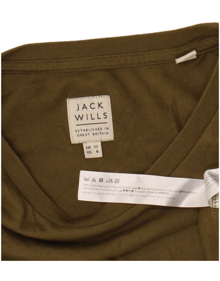 Camiseta feminina Jack Wills Reino Unido 12 algodão cáqui médio