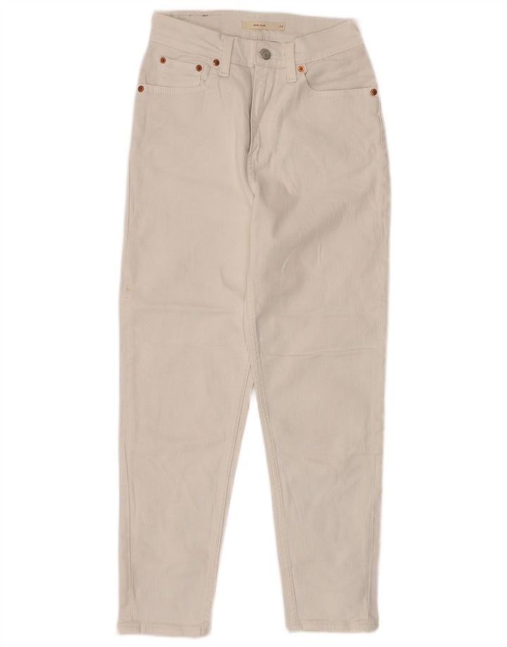 Jeans femininos Levi's Mom recortados W24 L24 algodão branco