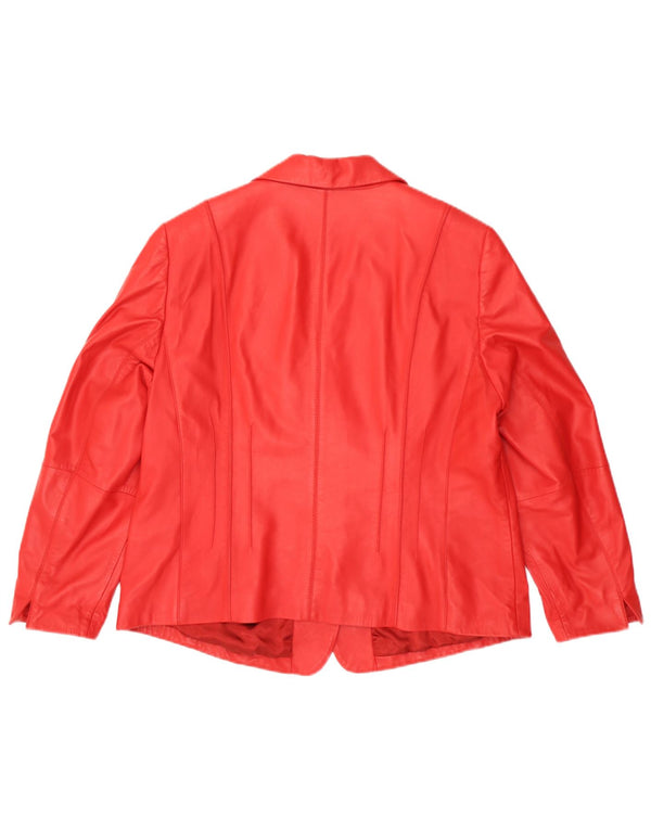 Jaqueta blazer feminina de couro com 3 botões Gerry Weber UK 20 2XL couro vermelho