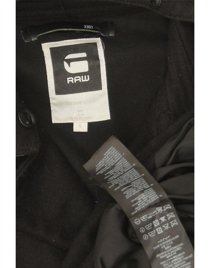 Casaco feminino duplo breasted G-Star Reino Unido 10 lã preta pequena