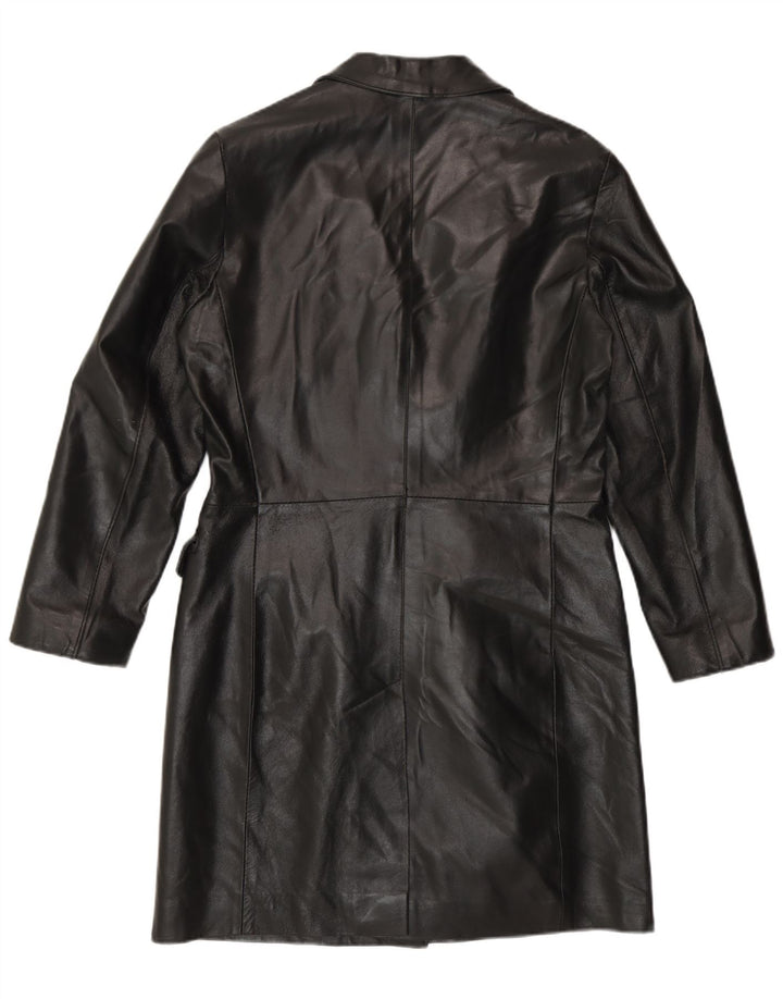 Casaco de couro feminino vintage IT 42 couro preto médio