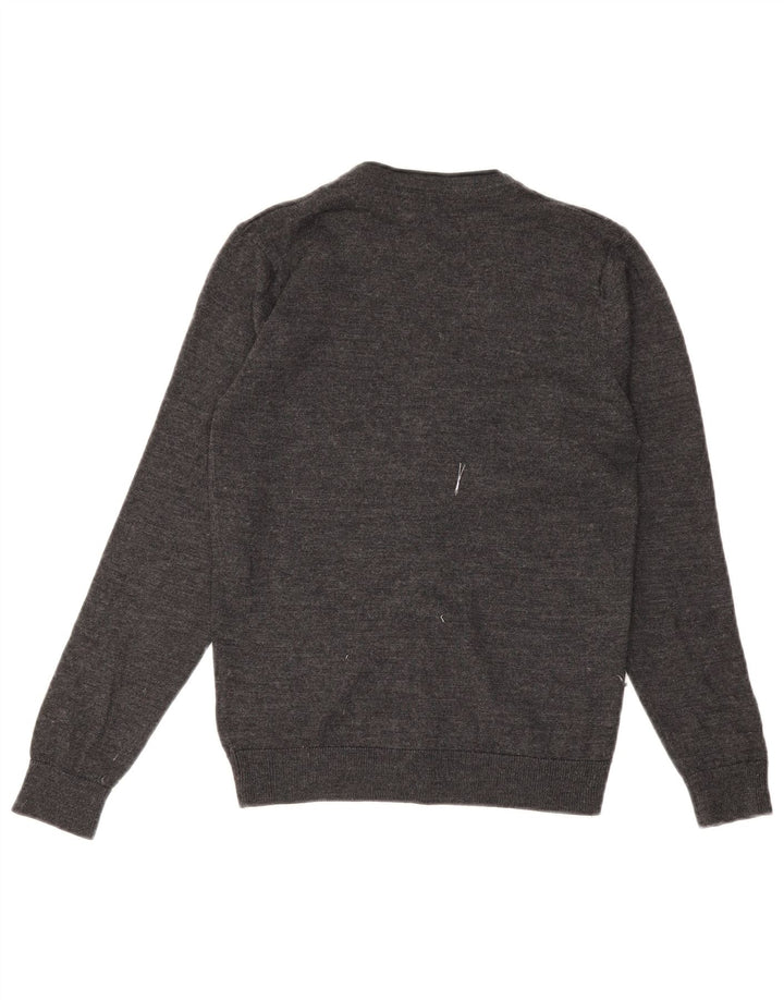 Suéter cardigã masculino Marks & Spencer 13-14 anos lã merino cinza