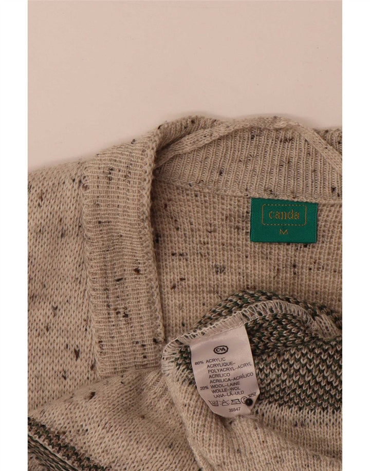 C&A Suéter masculino Canda Cardigan médio bege acrílico geométrico