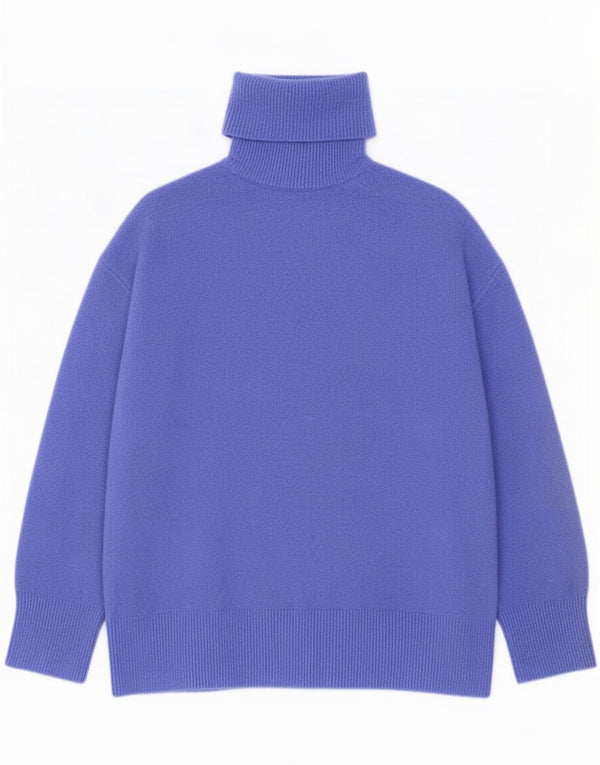 Suéter feminino Zara com gola alta e gola alta Reino Unido 10 pequeno azul marinho