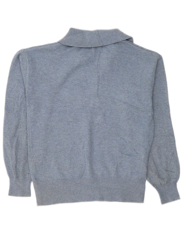 Suéter feminino Marks & Spencer com gola polo oversized Reino Unido 6 XS azul