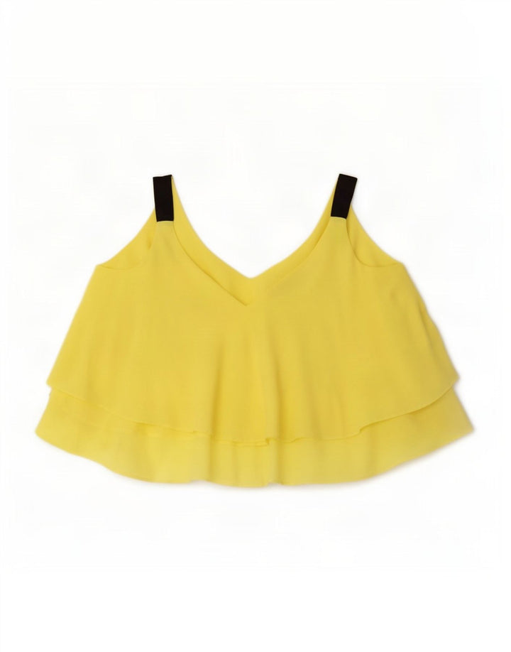 Zara Womens Oversized Cami Top UK 10 Pequeno Poliéster Amarelo