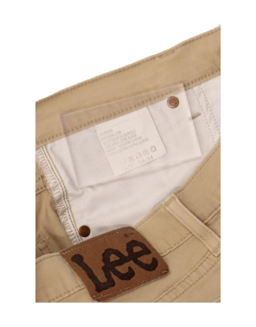 LEE Mens Brooklyn Straight Casual Trousers W34 L27 Beige Cotton Vintage Lee and Second-Hand Lee from Messina Hembry 