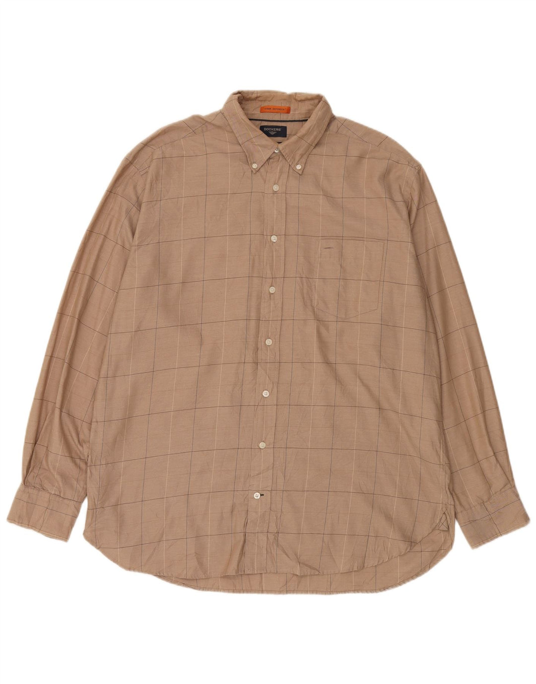 Camisa alta masculina Dockers XL marrom xadrez algodão