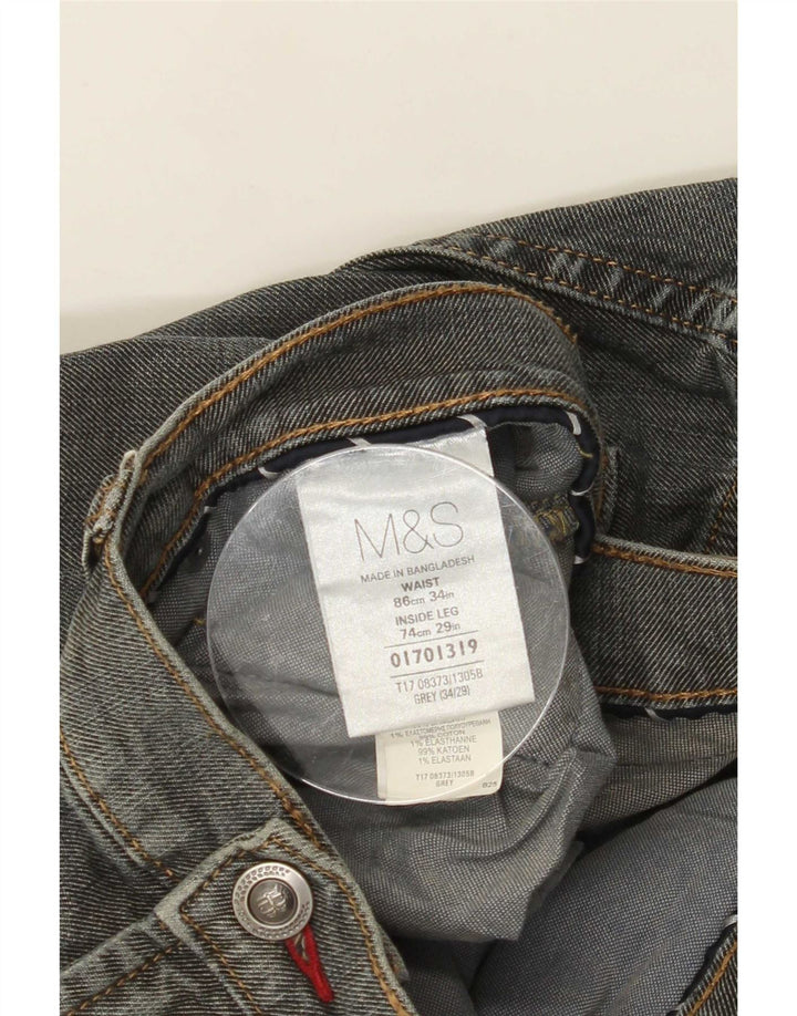 Jeans retos masculinos Marks & Spencer W34 L29 algodão cinza