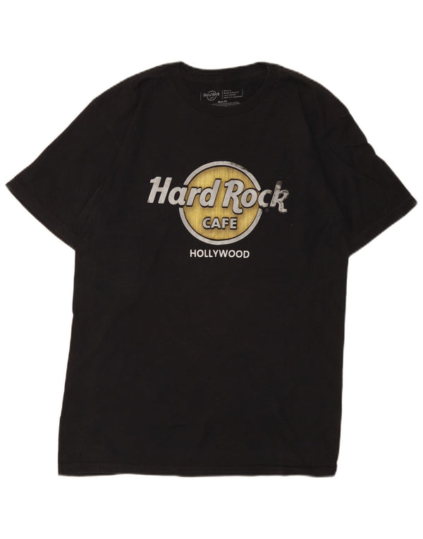 Camiseta masculina Hard Rock Cafe Hollywood Graphic Top médio algodão preto