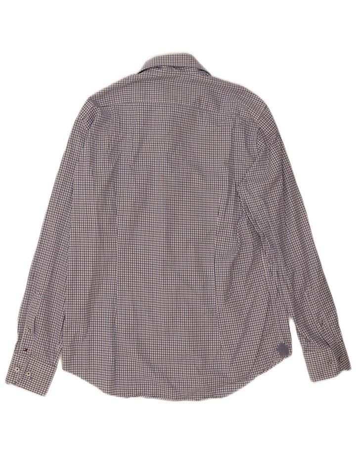 Camisa justa masculina Tommy Hilfiger tamanho 41/16 grande xadrez azul