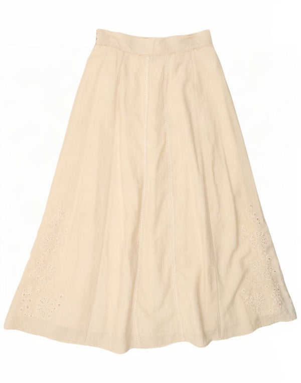 Saia maxi feminina Zara médio W28 off white floral