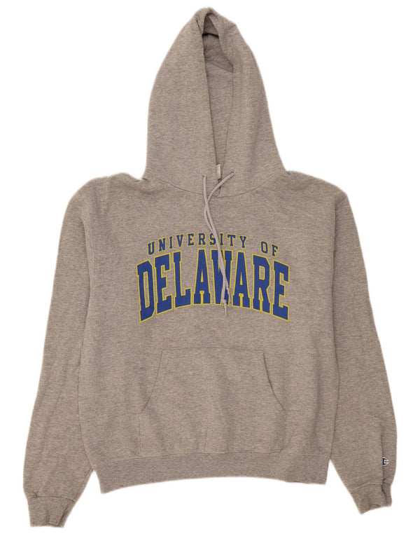 Jumper com capuz gráfico Champion masculino University of Delaware cinza médio