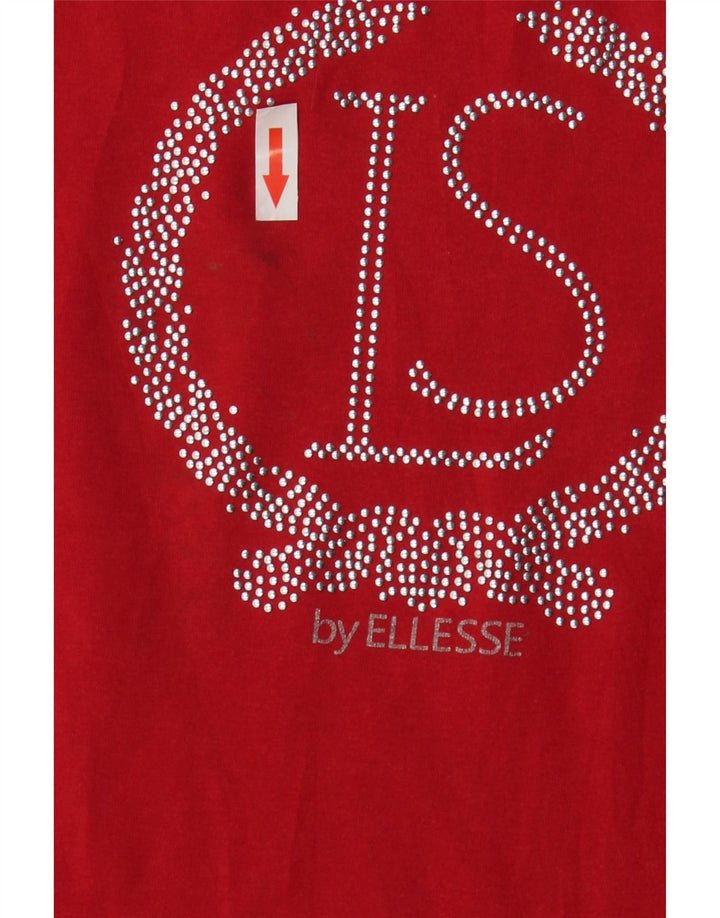 Camiseta feminina Ellesse com estampa gráfica UK 12 algodão vermelho médio