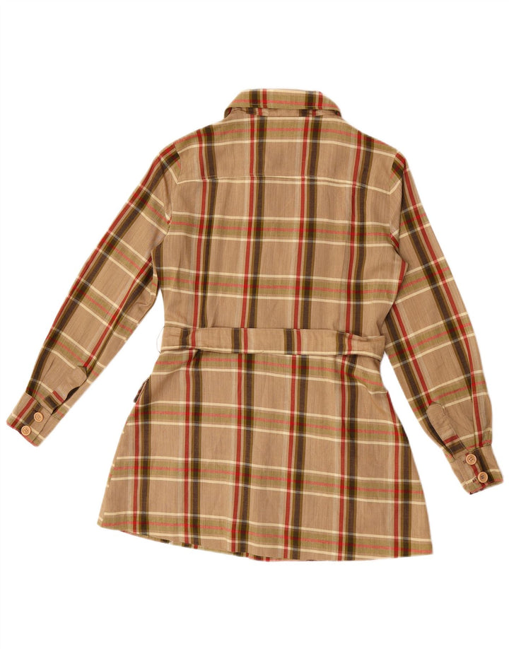 Blusa feminina com palangre Daniel Hechter Reino Unido 10 pequena xadrez marrom