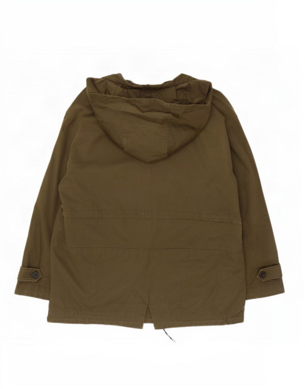 Jaqueta parka feminina Massimo Dutti com capuz Reino Unido 18 XL algodão cáqui