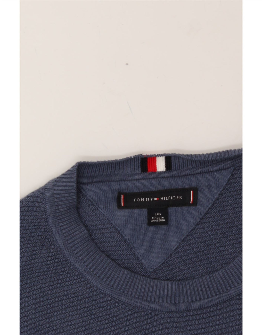 TOMMY HILFIGER Mens Crew Neck Jumper Sweater Large Blue Vintage Tommy Hilfiger and Second-Hand Tommy Hilfiger from Messina Hembry 