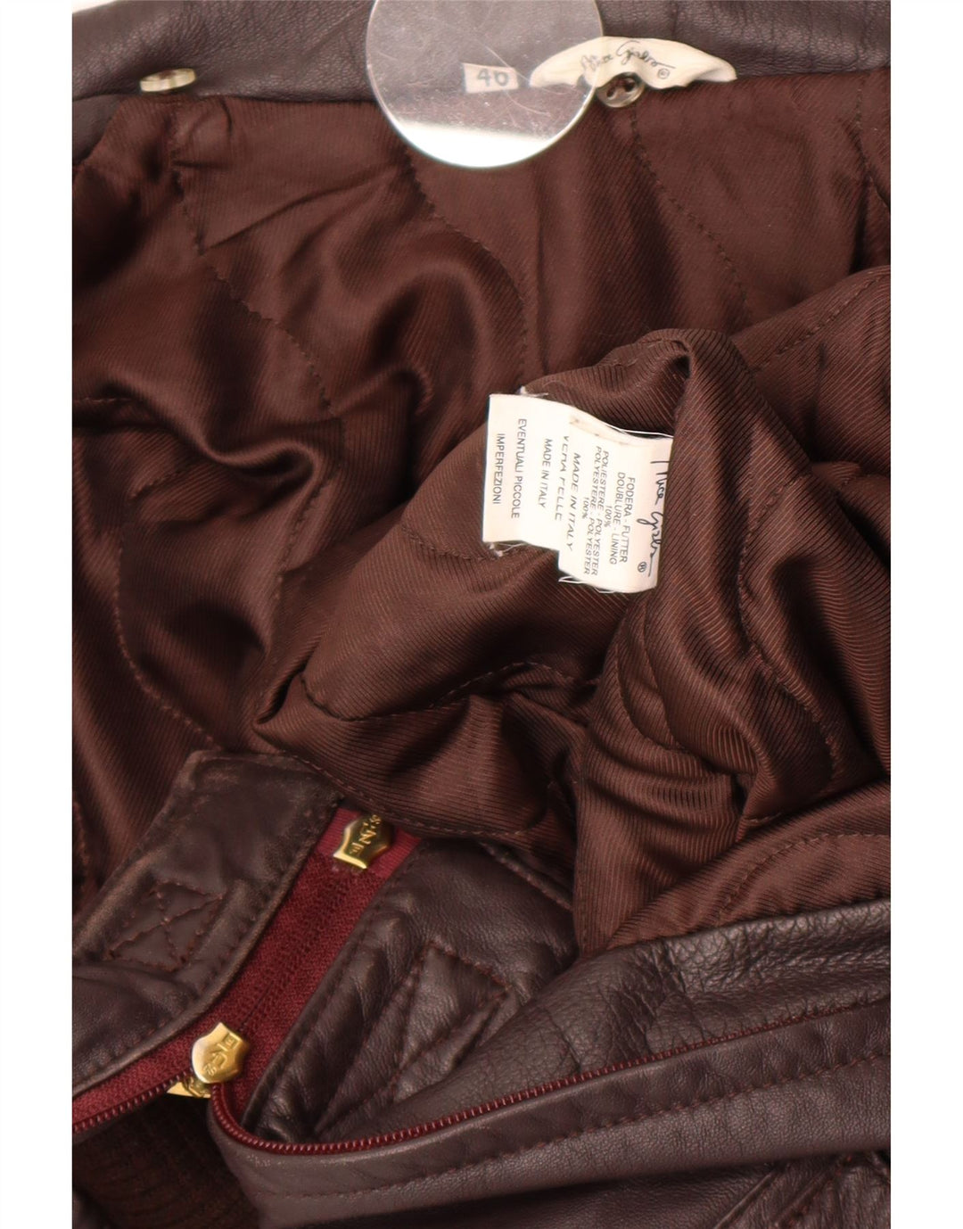 Jaqueta de couro feminina vintage IT 46 grande couro marrom