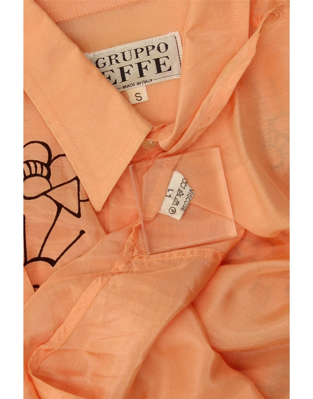 Camisa masculina VINTAGE gráfica de manga curta pequena viscose laranja