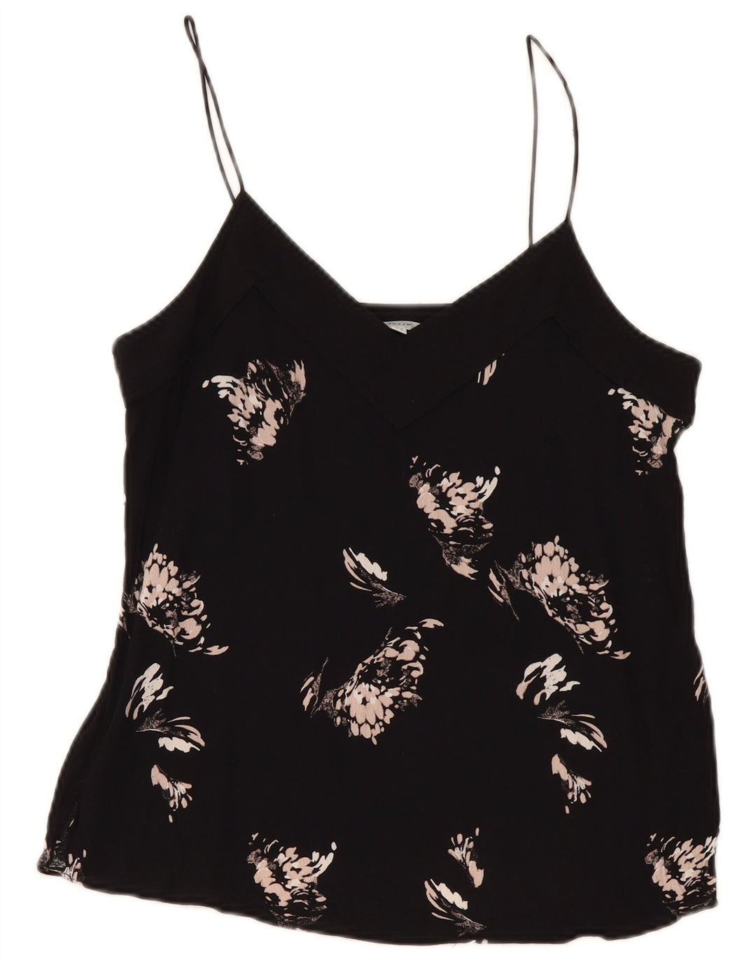 Jigsaw Top feminino com padrão abstrato cami UK 12 viscose preta média