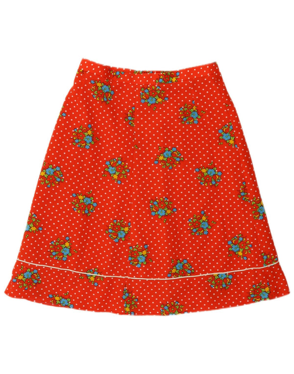 Saia feminina vintage linha A W28 floral vermelho médio