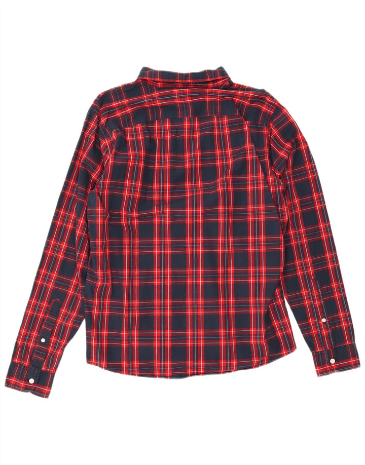 Camisa masculina de flanela HOLLISTER XL azul marinho xadrez algodão