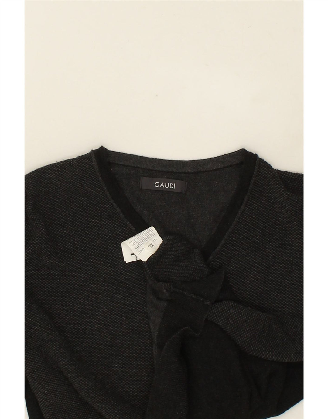 GAUDI Mens V-Neck Jumper Sweater XL Black Colourblock Cotton Vintage Gaudi and Second-Hand Gaudi from Messina Hembry 