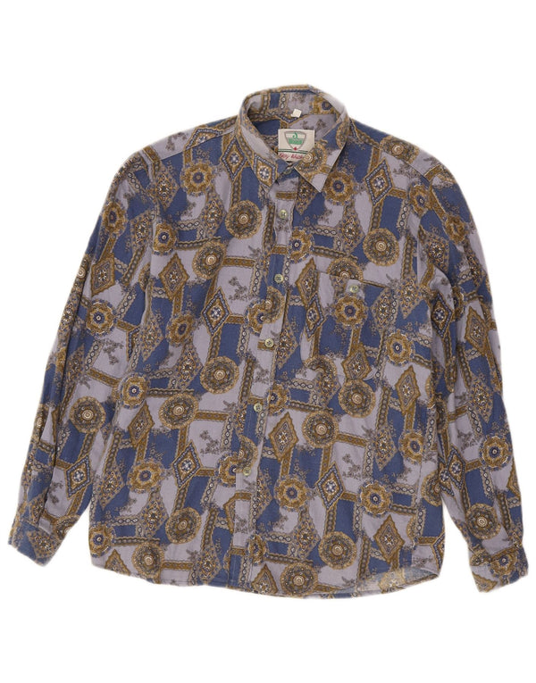 Camisa Vintage Menino 12-13 Anos XL Azul Geométrica
