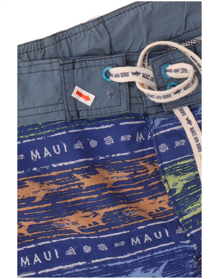 Shorts de natação masculino MAUI AND SONS pequeno listrado azul poliamida