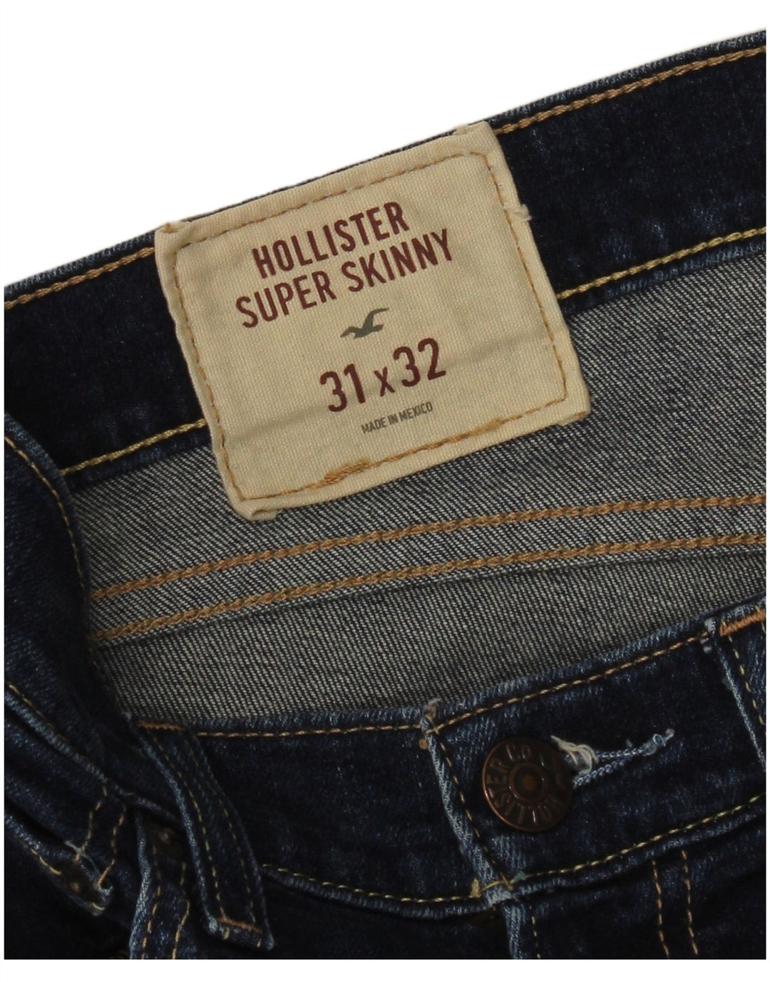 Calça jeans feminina super skinny Hollister W31 L32 azul