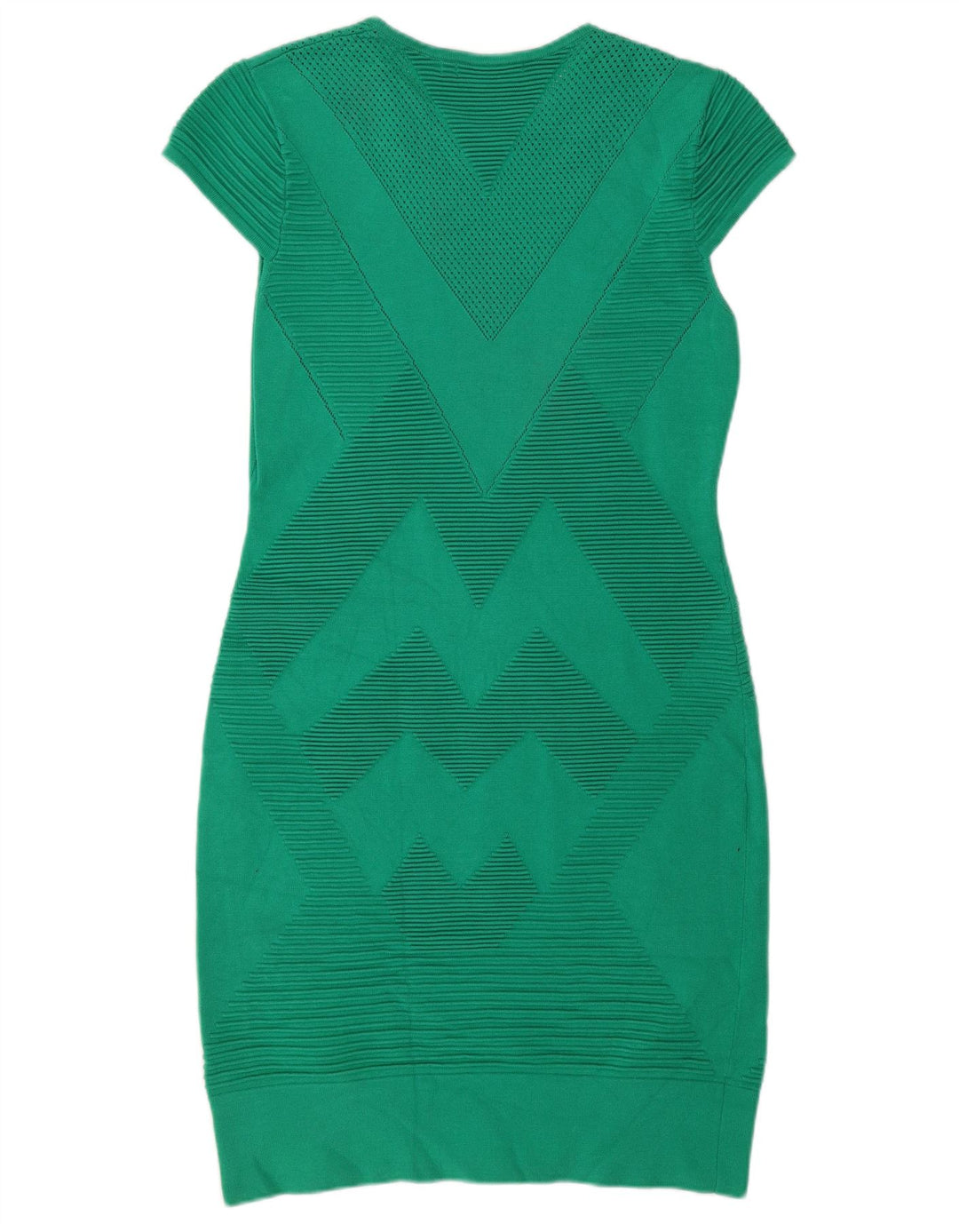 Vestido bodycon feminino KAREN MILLEN Reino Unido 16 grande verde chevron viscose