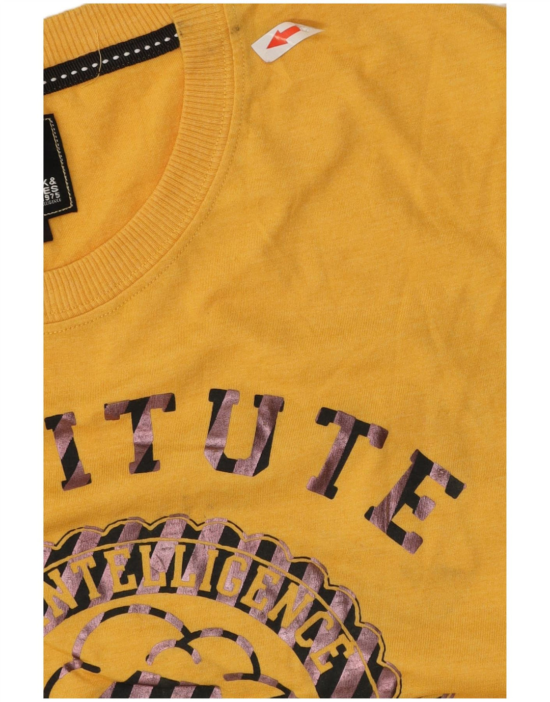 Jack & Jones Camiseta masculina gráfica manga comprida algodão amarelo médio